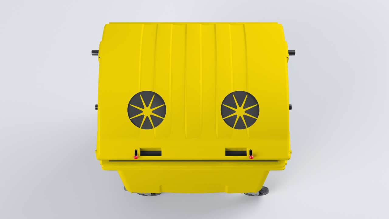 Контейнер для сміття пластиковий 1100 л., жовтий CONTENUR з отворами під пляшки